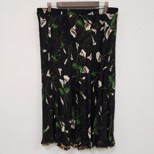 VTG Indira Womens Fairy Grunge Reversible Midi Skirt Size L Dark Floral Boho